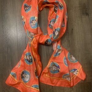 Vibrant Orange Scarf with Golden Girls Pictures all Over